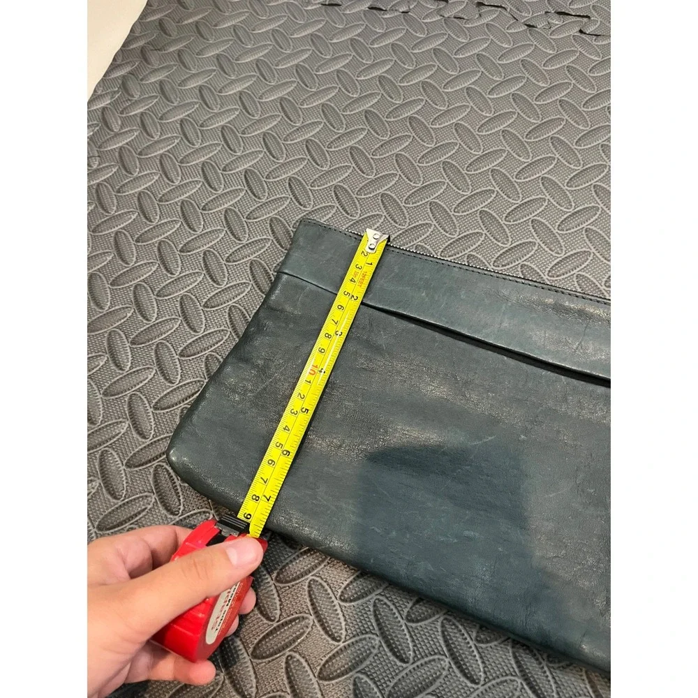 OPVS Clutch Bag Unisex OS Gray Blue Leather Distressed Minimalist Wristlet Pouch
